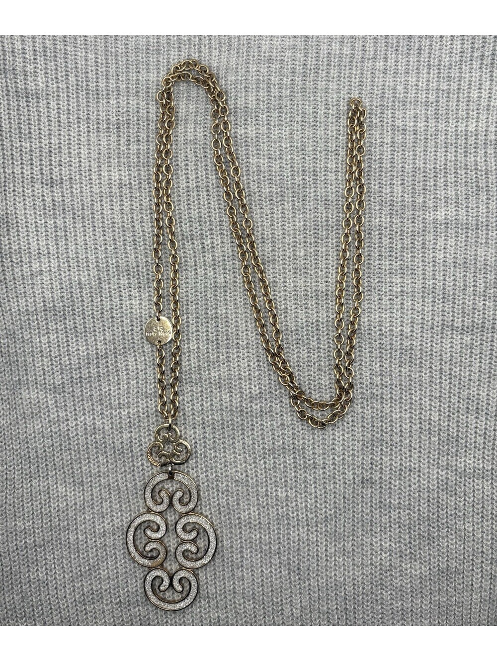 Rebecca Italy Made Louis XIV Collection Gold Tone Pendant Necklace